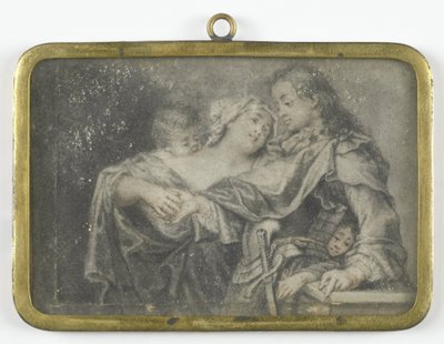 En ung kvinna som distraherar en krigare medan ett av hennes barn rånar honom av Carl Gustav Klingstedt (attributed to)
