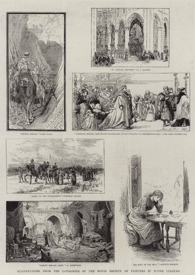 Illustrationer från katalogen för Royal Society of Painters in Water Colors av Carl Haag