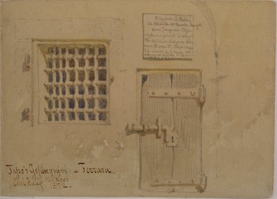 Jassos fängelse i Ferrara, 1852 (penna och wc-tvätt på papper) av Carl Haag