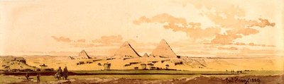 Pyramiderna i Giza, 1859 (wc på papper) av Carl Haag