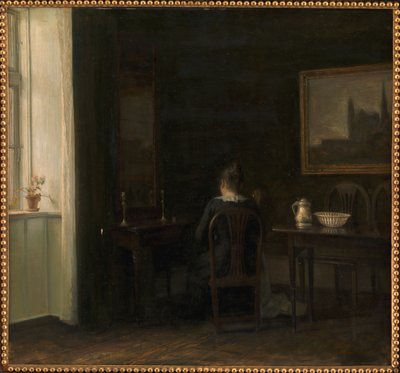 Interiör med Konstnärens Hustru Emilie Heise av Carl Holsoe