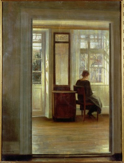 A Lady in an Interior (olja på duk) av Carl Holsoe
