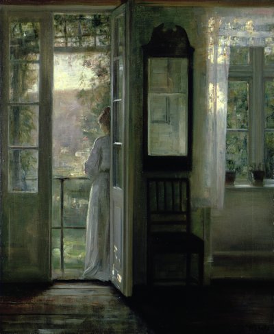 Flicka som står på en balkong av Carl Holsoe