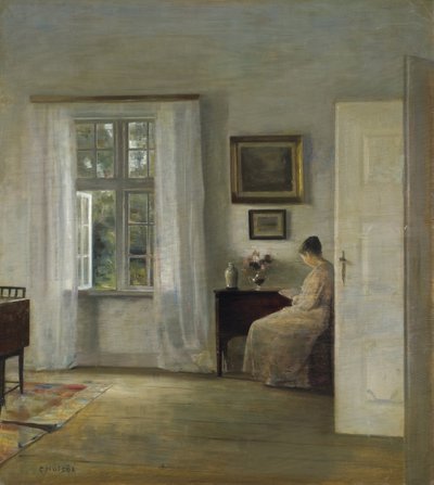 The Reader par Holsoe, Carl (1863-1935), - Olja på trä, 70x62,5 - Privat samling av Carl Holsoe