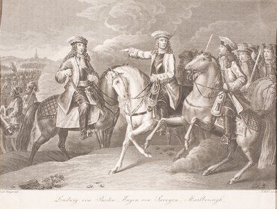 Markgreve Ludwig Wilhelm av Baden-Baden, prins Eugene av Savojen och John Churchill, hertig av Marlborough av Carl Joseph Geiger