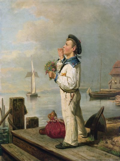 Liten sjöman väntar på kajen av Carl Julius Lorck