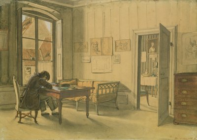 Erwin Speckter i sitt hem i München (wc på papper) av Carl Julius Milde