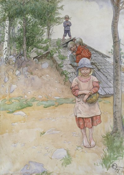 Vid källaren, 1917 av Carl Larsson