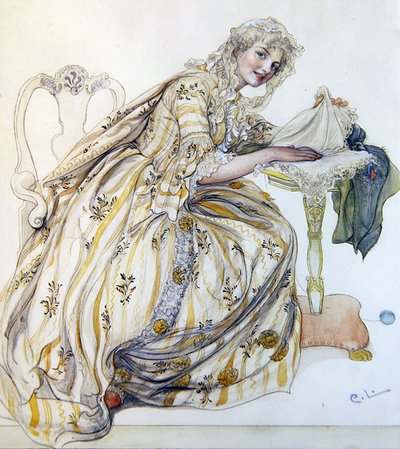 Juldekoration (akvarell på papper) av Carl Larsson
