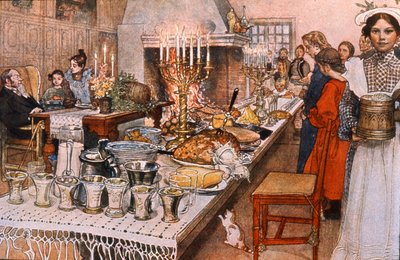 Julaftonsmiddag i Sverige, tidigt 1900-tal (illustration) av Carl Larsson