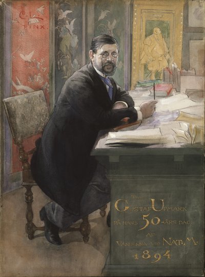 Gustaf Upmark, 1894 (penna & bläck med wc på papper) av Carl Larsson