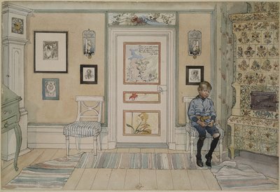 In the Corner, från A Home-serien, c.1895 (wc på papper) av Carl Larsson