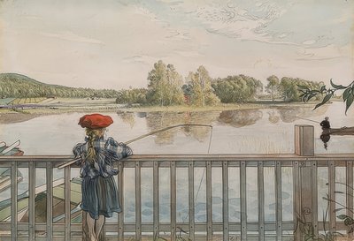 Lisbeth fiskar. Omkring 1895 av Carl Larsson