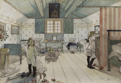 Mammas and the Small Girls Room, från A Home-serien, c.1895 (wc på papper) av Carl Larsson