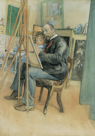 Spegelbild med Brita av Carl Larsson