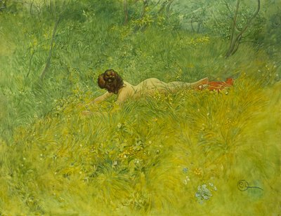 På gräset; I Grongraset, 1902 av Carl Larsson