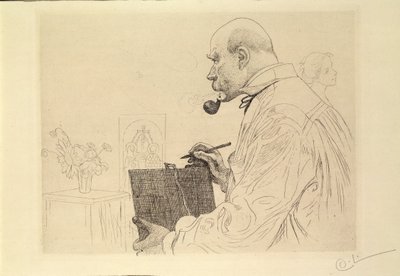 Självporträtt som etsare av Carl Larsson