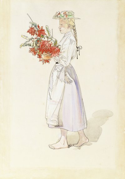 Studie för Ute blaser sommarvind (Outdoors Blow the Summer Winds) av Carl Larsson