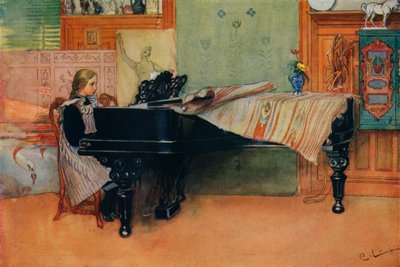 Suzanne vid pianot, c1900 av Carl Larsson
