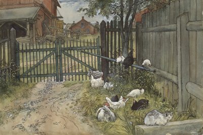 The Gate, från A Home-serien, c.1895 (wc på papper) av Carl Larsson