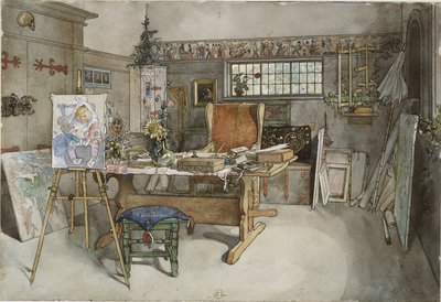 The Studio, från A Home-serien, c.1895 (wc på papper) av Carl Larsson