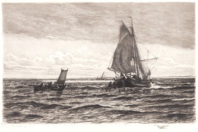 Fiskevas och roddbåtar av Carl Locher