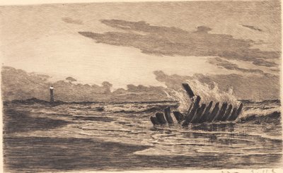 Vrak vid Skagens fyr av Carl Locher