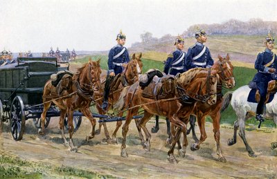 Den tyska arméns försörjningskolonn på marschen (färg litho) av Carl Ludwig Friedrich (after) Becker