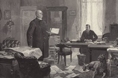 Bismarck dikterar sina memoarer (gravyr) av Carl Ludwig Friedrich Becker