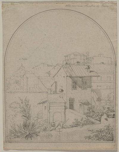 Utsikt från mitt fönster i Rom (recto) av Carl Ludwig Tischbein
