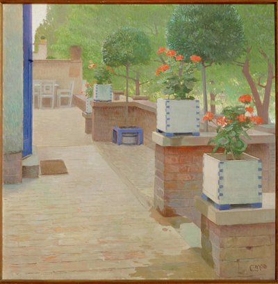 Gartenterrasse - Trädgårdsterrass ... (målning på duk) av Carl Moll