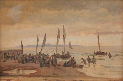Återvändande fiskare välkomnas vid Hornbæk Strand av Carl Neumann