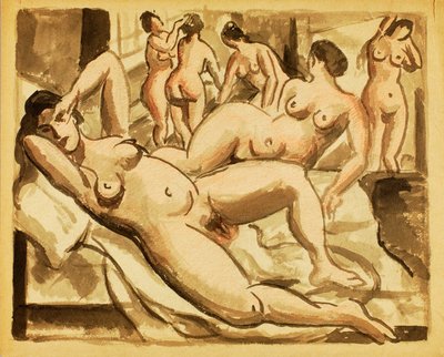 Grupp av sex kvinnliga nakenstudier av Carl Newman