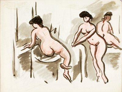 Tre kvinnliga nakenstudier av Carl Newman