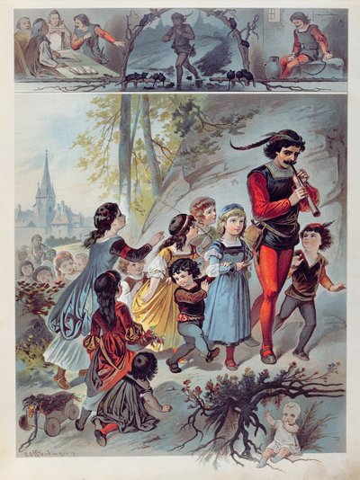 Pied Piper of Hameln, ca 1880 av Carl Offterdinger