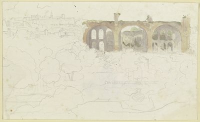 Utsikt över Forum Romanum i Rom med Maxentiusbasilikan av Carl Philipp Fohr