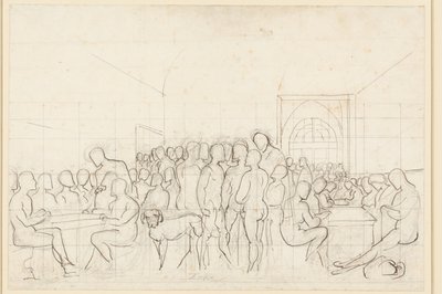 Första utkastet till grupporträttet av de tyska konstnärerna i Rom som nakna figurer av Carl Philipp Fohr