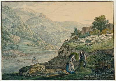 Stolzeneck vid Neckar (blad 19 ur skissboken över Neckar-området) av Carl Philipp Fohr