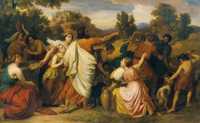 Moses skyddar Requels döttrar av Carl Rahl