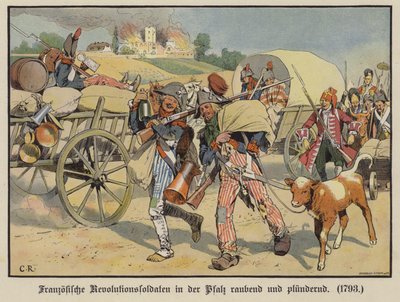 Franska soldater rånar och plundrar i Pfalz av Carl Röchling