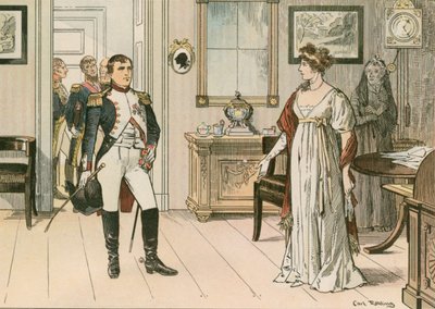 Drottning Louise av Preussen (1776-1810) och Napoleon I (1769-1821) i Tilsit 1807 under undertecknandet av det andra fördraget i Tilsit av Carl Rohling