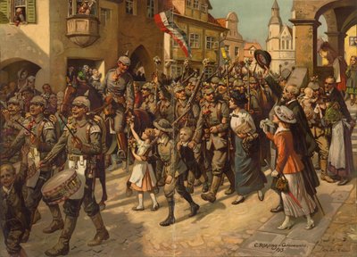 Mobiliseringen 1914. Bild till skolornas historieundervisning, 1915 av Carl Rohling