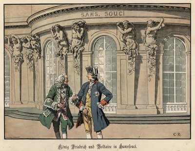 Fredrik den store och Voltaire i Sanssouci av Carl Röchling