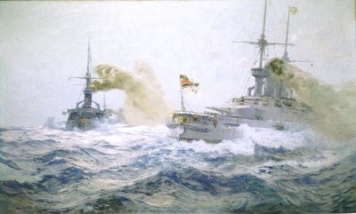 Tyska flottans manövrer på öppet hav, ca 1900 (olja på duk) av Carl Saltzmann