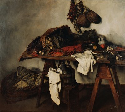 Stort kök stilleben av Carl Schuch