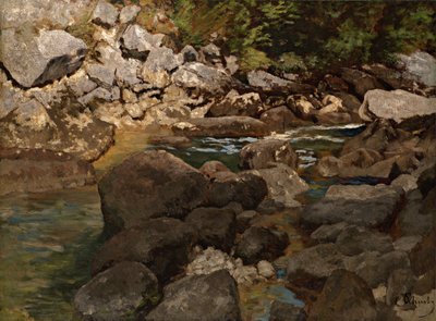 Bergström med stenblock, 1888-1889 av Carl Schuch
