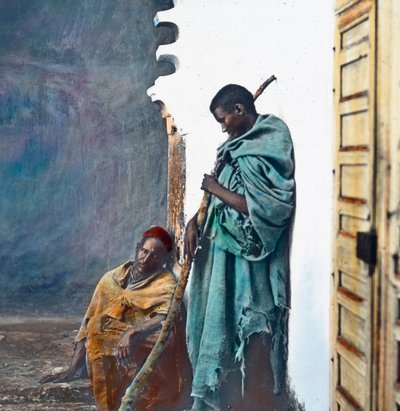 Marocko, två män från Fez, bilddatum: ca 1910. Carl Simon-arkivet av Carl Simon
