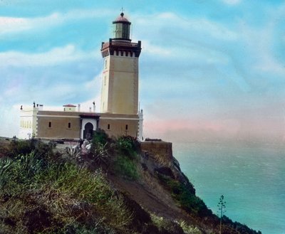 Norra Marocko, fyren vid Cap Spartel, belägen 12 km väster om Tangier, bilddatum: ca 1910. Carl Simon Arkiv av Carl Simon