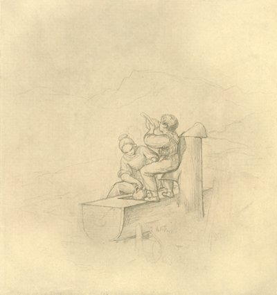 Am Brunnen, mitten av slutet av 1800-talet, c1924. av Carl Spitzweg
