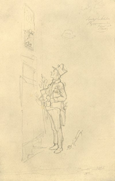 Der Gratulant, mitten av slutet av 1800-talet, c1924. av Carl Spitzweg